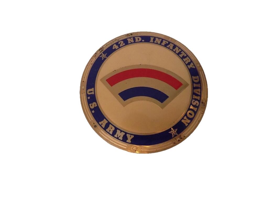 Vintage 42nd Infantry Division US Army brass plaque or license plate topper